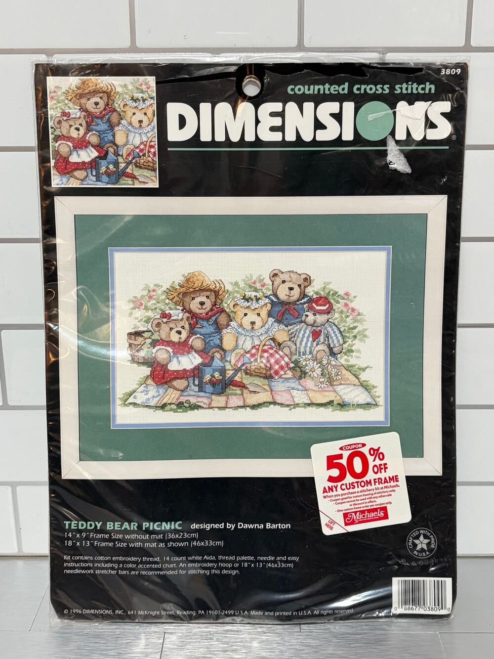 Vintage Dimensions Teddy Bear Picnic Counted Cross Stitch Kit 3809 Dawna Barton